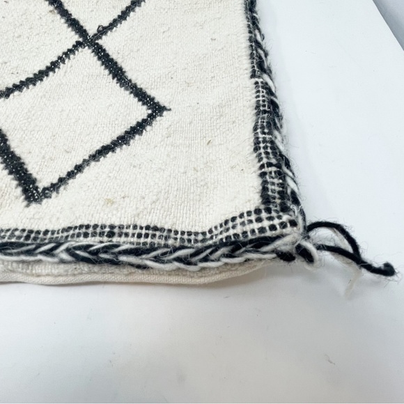 BLOOMINGVILLE Ivory Black Urban Ethnic Linen Blend Woven Pillow Cover 20” X 20” - Picture 2 of 6